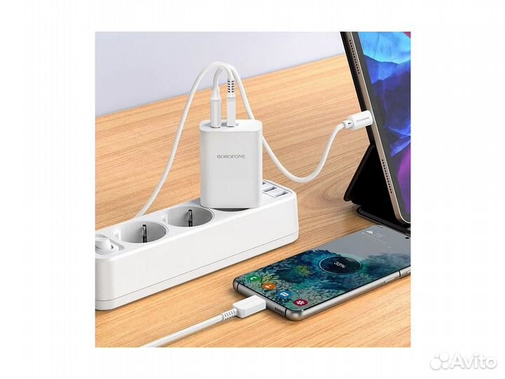 Блок питания borofone BN10 USB+Type-C 65W, белый