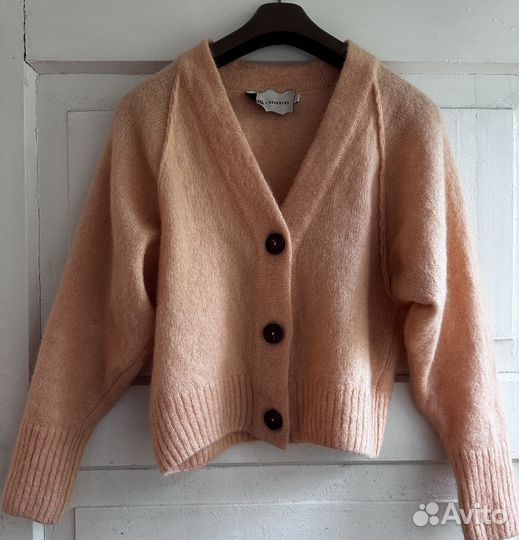 Кардиган из шерсти альпака нежно-лососевого цвета