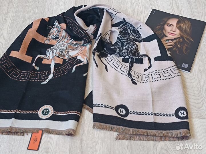 Теплый палантин Кашемир Hermes 6 цветов