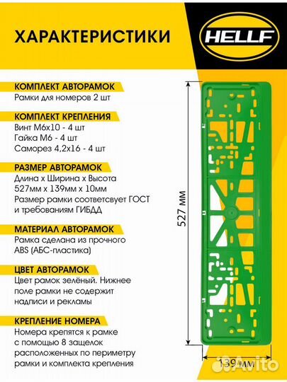 Рамка для номера автомобиля зеленая 2 шт