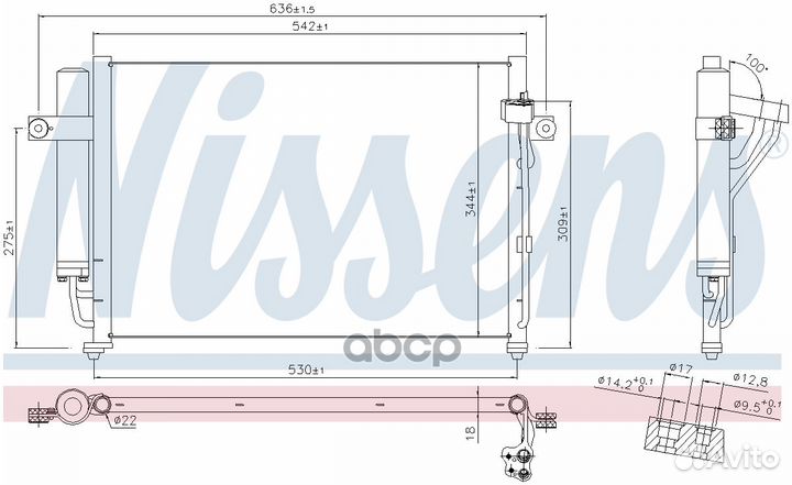 Радиатор кондиционера Hyundai getz 1.1/1.3/1.4