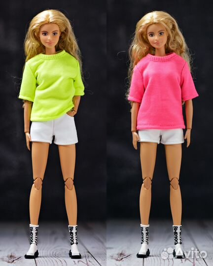 Кожанные шорты и футболки для Барби
