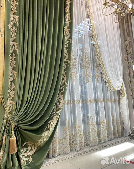 Шторы и тюль из хлопкового бархата арт. a-2360