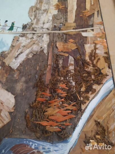 Картина на бересте Китай 70 годы 39х29