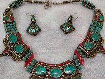 Тибетское ожерелье серебро, бирюза