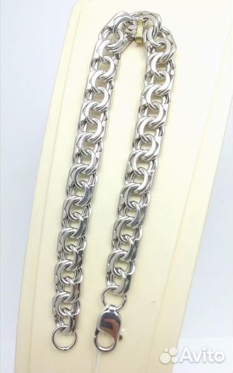 Серебряный браслет Бисмарк из серебра 925 пробы, полновесный, замок карабин, длина 22 см, вес 31,20г