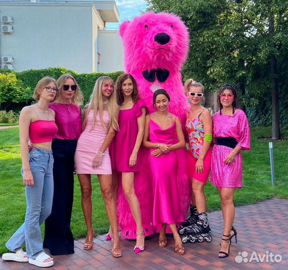 Розовый Мишка Ростовая кукла поздравление аниматор