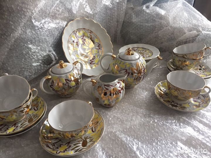 Чайный сервиз «Золотая ромашка»антикварный СССР