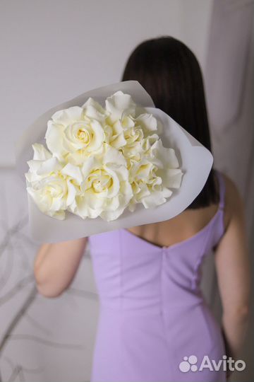 Букет из 5 шт белых французских роз