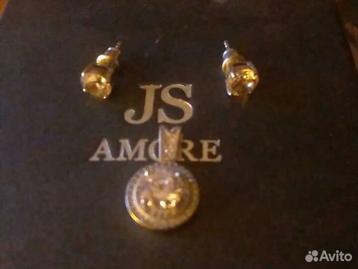 Серьги пусеты с подвеской и кольцом