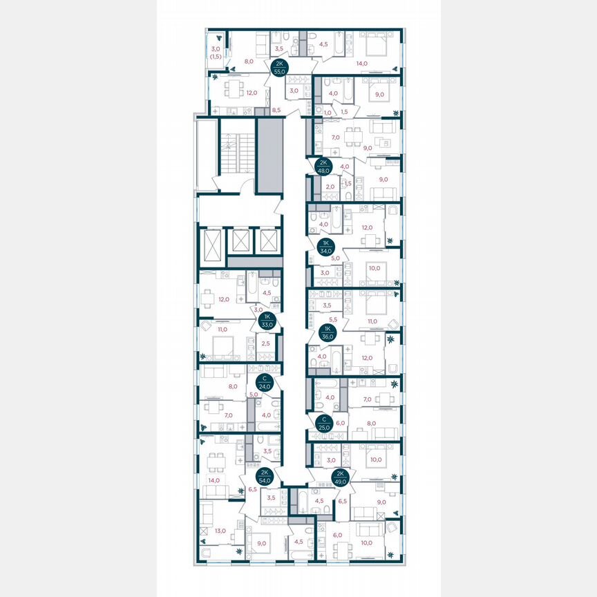 Квартира-студия, 25 м², 12/17 эт.