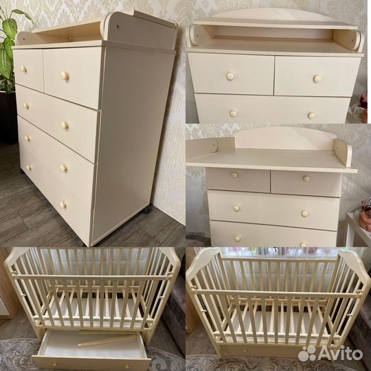 Комод с пеленальным столиком, кроватка