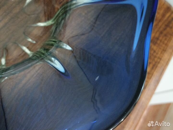 Ваза для фруктов,синее стекло
