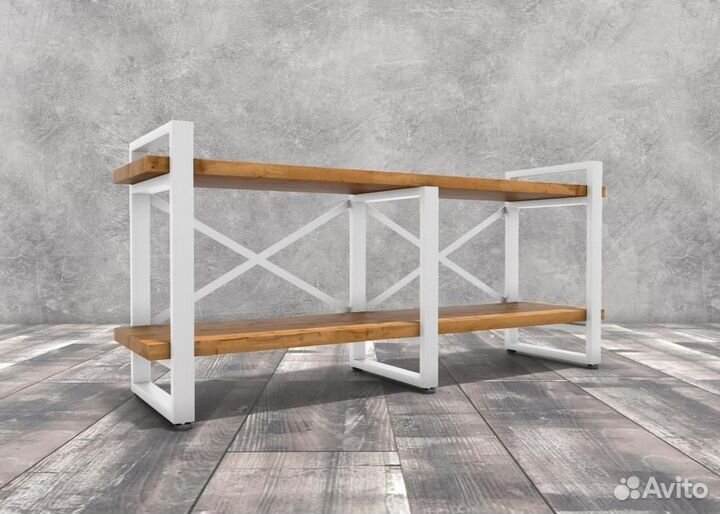 Тумба под тв Айсберг Лофт 120 белый/дуб крафт таба