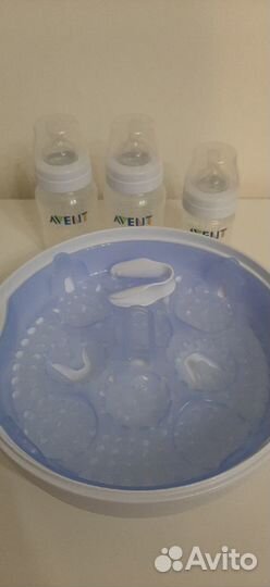 Philips avent Стерилизатор для свчпечи+3 бутылочки