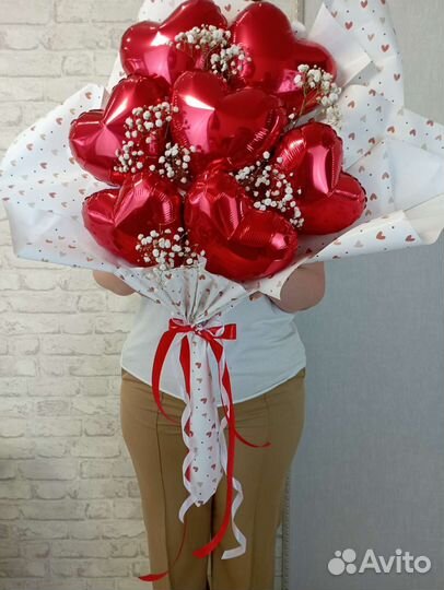 Букет из шаров и гипсофилы