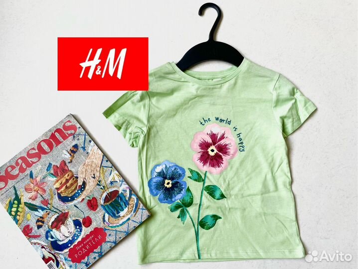 Футболка hm для девочки 98 104 новая