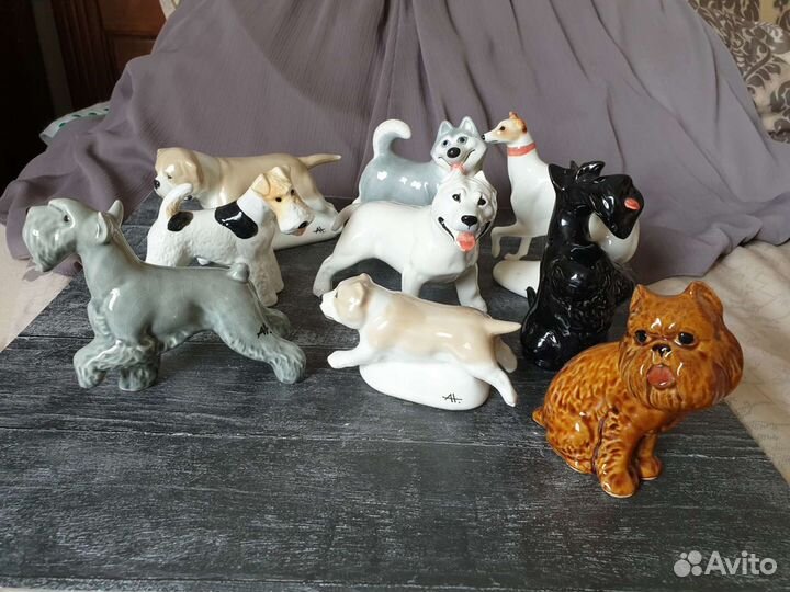 Фигурки собак фаянс, вербилки скульптор Абрамович
