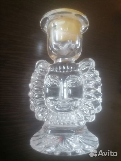 Подсвечник лев СССР хрусталь ручная работа