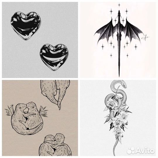 Мини тату и надписи