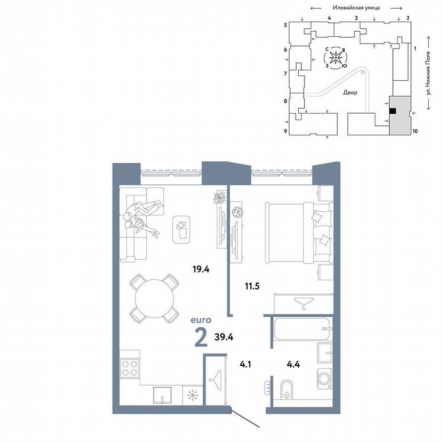 1-к. квартира, 39,4 м², 14/33 эт.