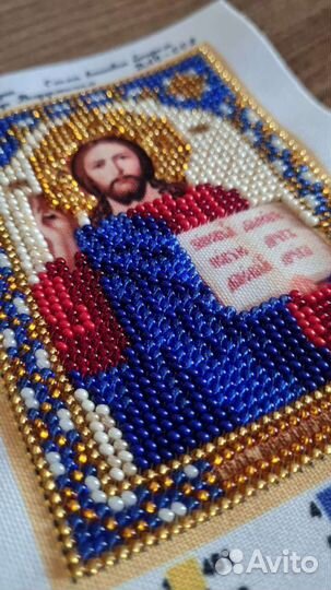 Господь Вседержитель икона вышитая бисером