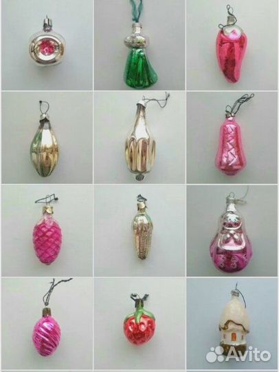 Ёлочные игрушки СССР стекло