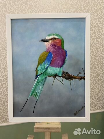 Интерьерная картина маслом «Яркая птичка»