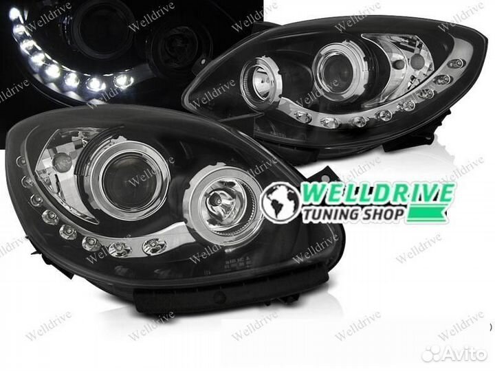 Фары Renault Twingo 07-11 с дхо галоген черные