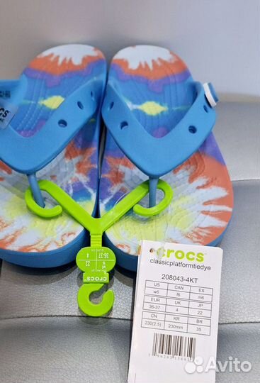 Шлёпанцы сланцы Crocs Platform Tie Dye Flip 36-37