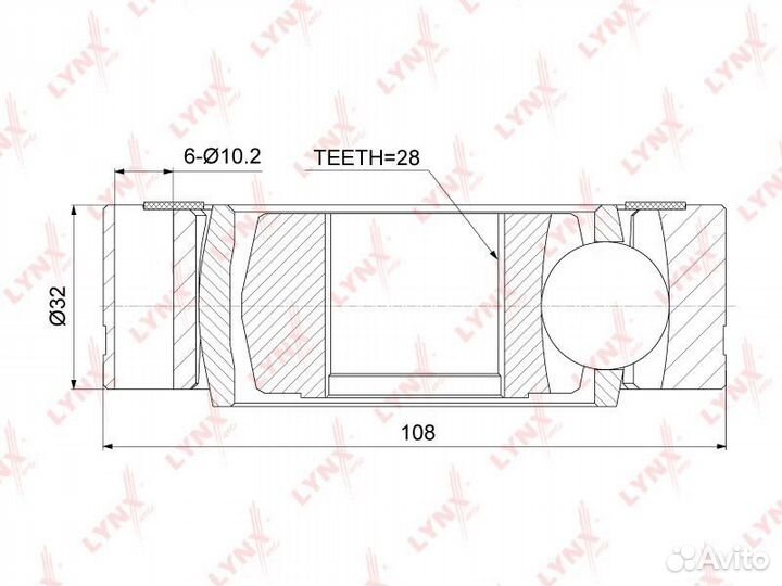 Шрус внутренний VW Transporter IV 1.9D-2.5D 90-03