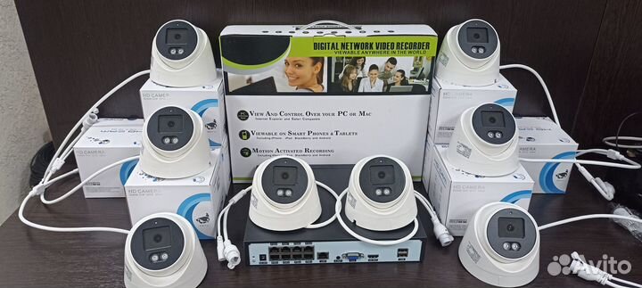 Комплект ip видеонаблюдения 4мп с микрофоном 8шт