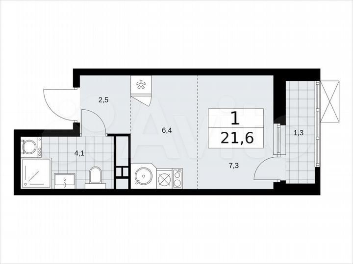 Квартира-студия, 21,6 м², 11/18 эт.