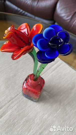Ваза с цветами.Муранское стекло.Италия