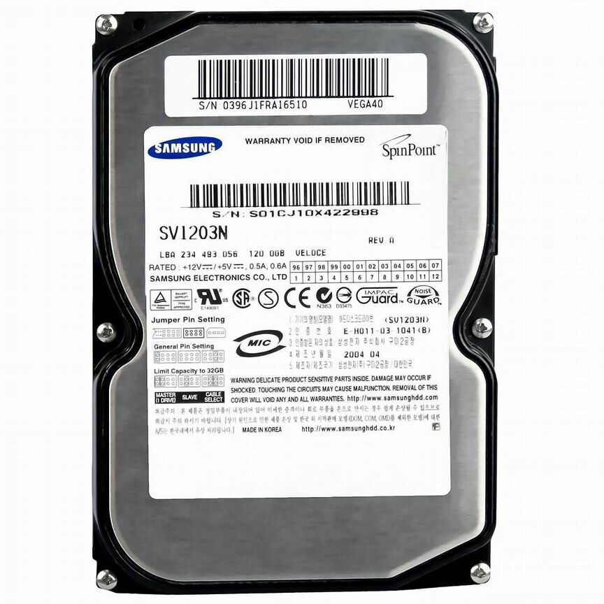 [SV1203N] Жесткий Диск Samsung 120gb Ide 3,5" Sv1203n