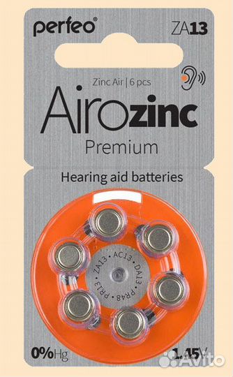 Батарейка для слухового аппарата ZA 13 ZA 675