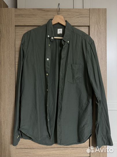 Рубашка муж H&M (S) зеленая