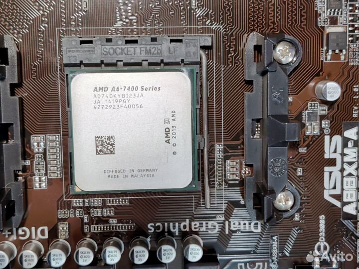 М/п FM2+ с процессором A6-7400 и кулером
