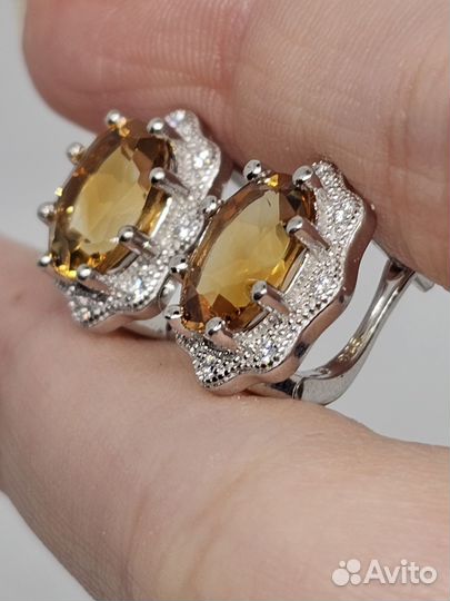Серебряные серьги с цитринами