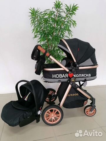 Новая коляска 3в1 Luxmom V9 NEW (Black)
