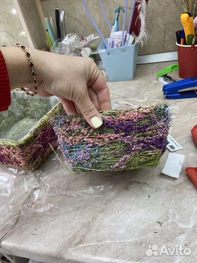 Корзины из сухоцветов квадратные