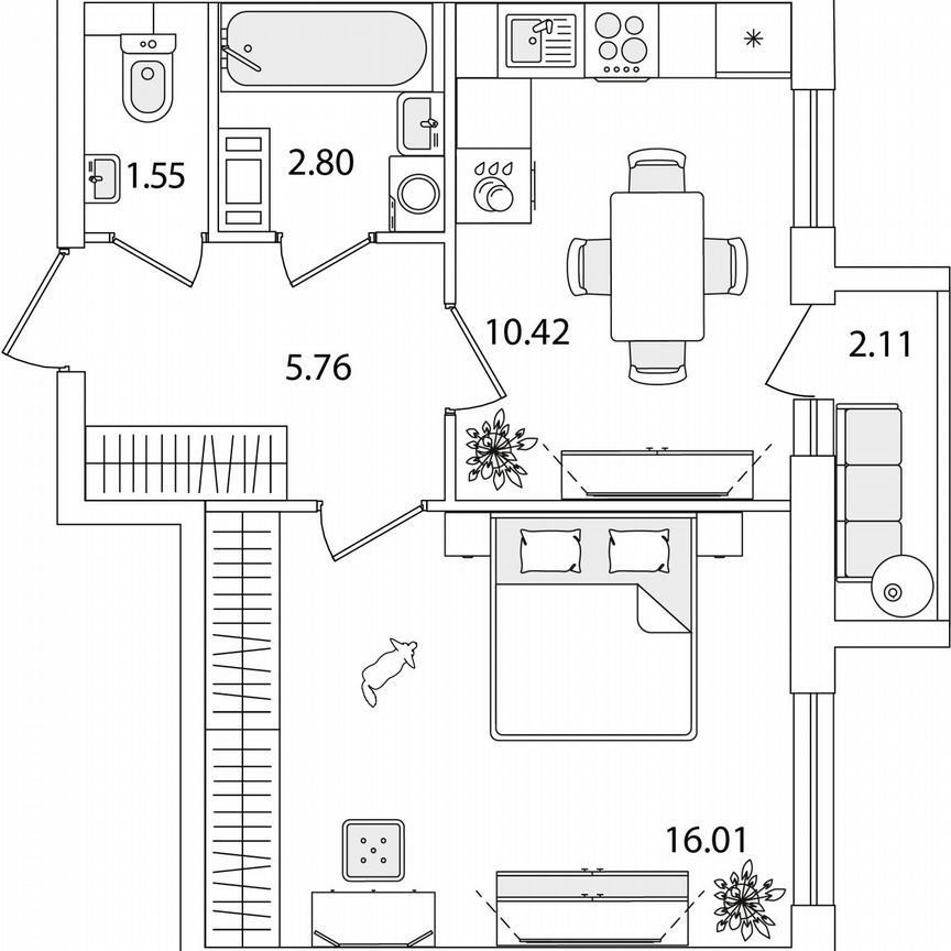 1-к. квартира, 37,6 м², 9/9 эт.