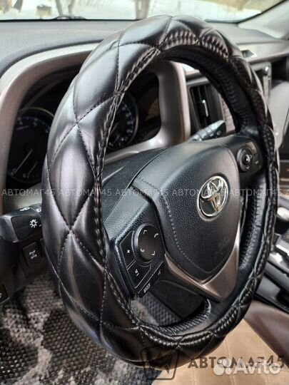 Оплетка руля кожа черная ромб экокожа 