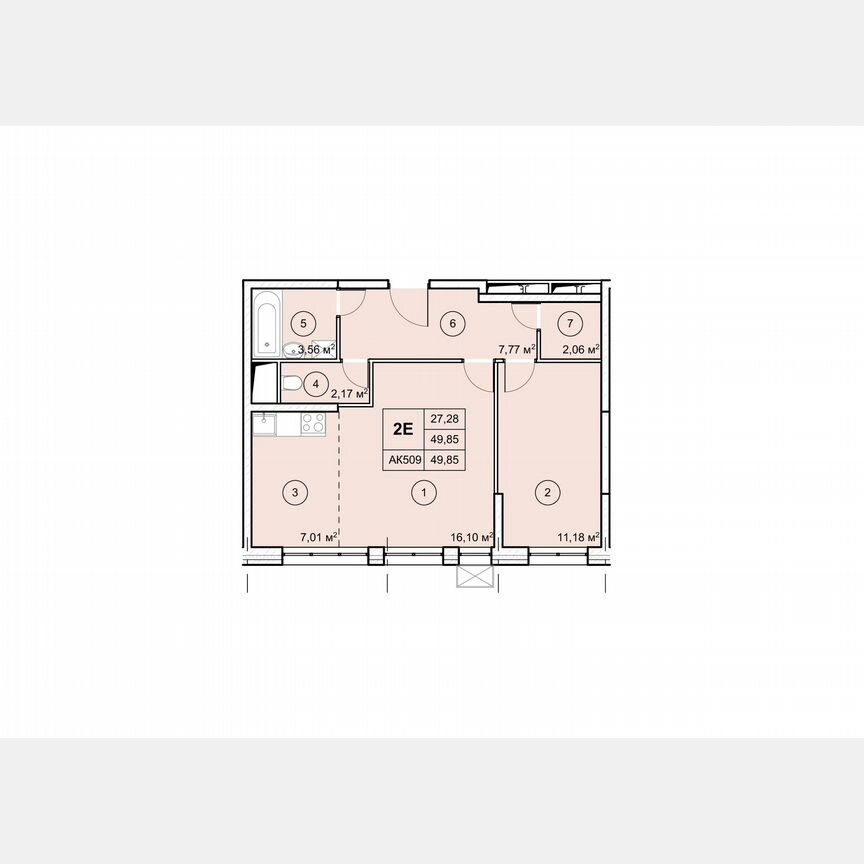 2-к. квартира, 49,9 м², 8/12 эт.