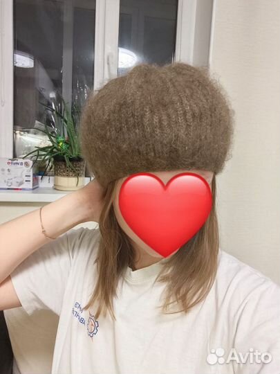 Шапка берет,пряжа, новая, натуральная шерсть