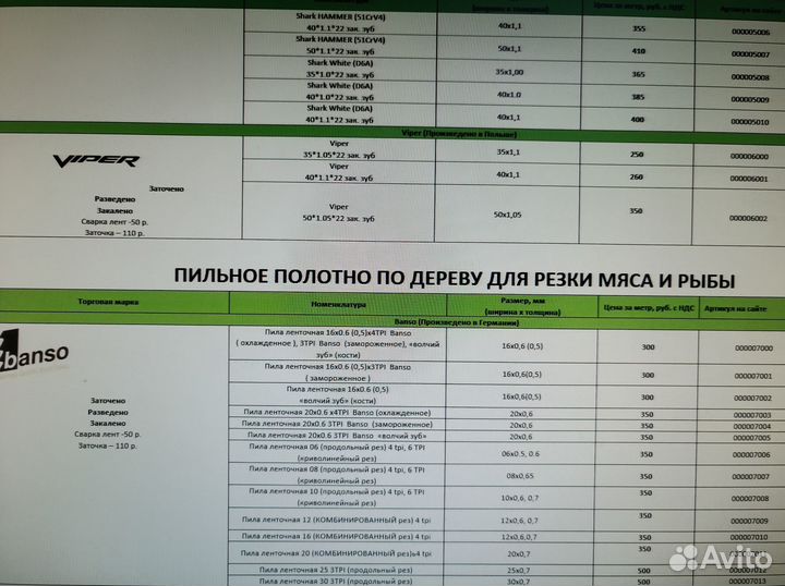 Ленточные пилы, Ленточное полотно для пилорам