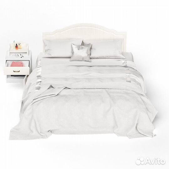 Кровать 1600 Ливерпуль с основанием и тумбой с полкой цвет ясень ваниль/белый