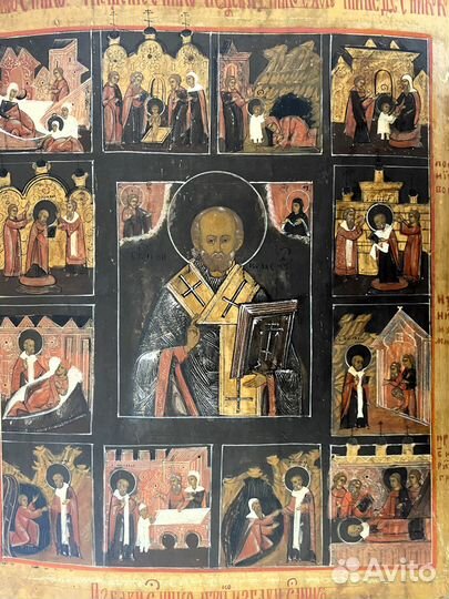 Житийная икона святой Николай Чудотворец ковчег 19