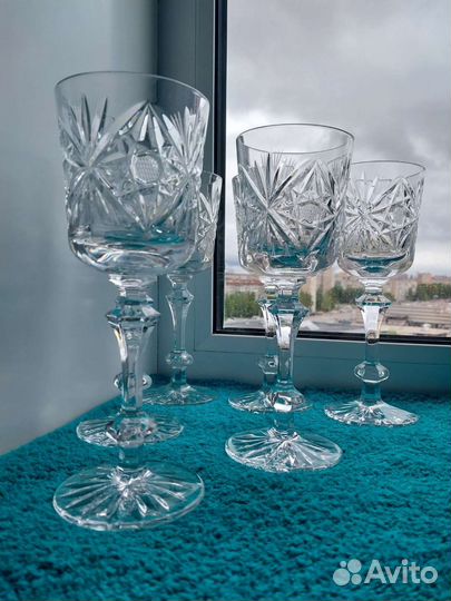 Фужеры хрусталь СССР кубки Презент 20см. 220мл