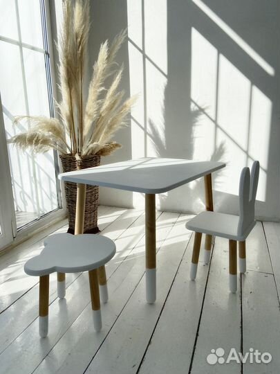 Детский деревянный стол и стул из массива бука